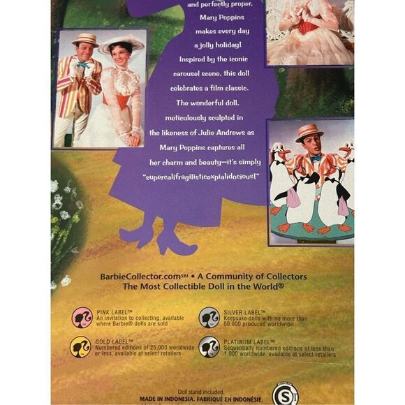 Vintage 2007 Disney Mary Poppins Pink Label Barbie Collector Fashion Doll - Picture 3 of 3